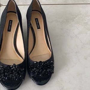 Black peep toe shoes